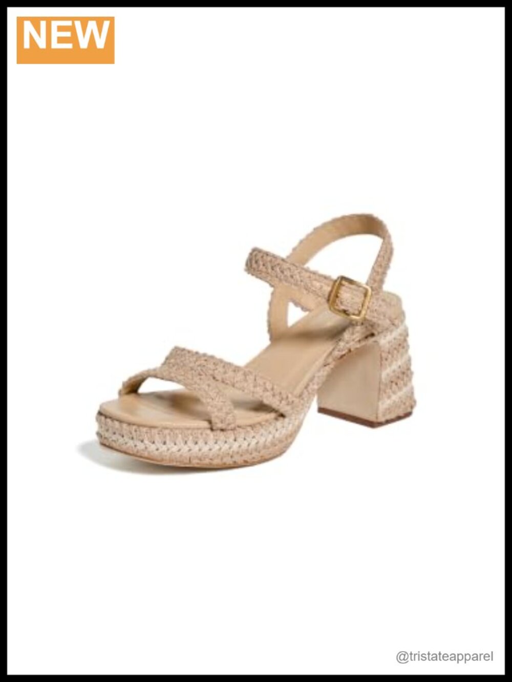 Crochet Slingback Sandals Block Heel Buckle Platform Leather Sole